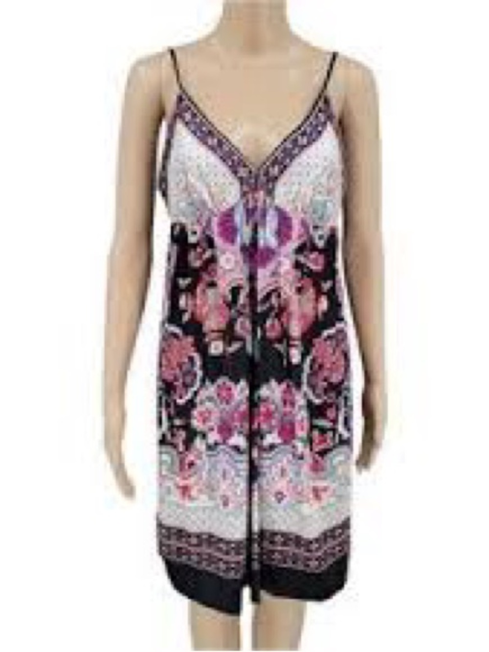 ECI black patterned silk slip dress